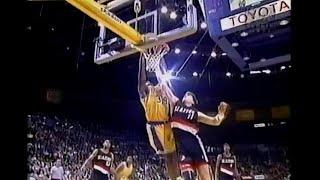 SHAQ - Blazers at Lakers - 1/16/97 (Hit SABAS with elbow)