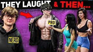 CRAZY NERD proving Bodybuilders Wrong | Epic Gym Prank like Anatoly cleaner Pretended to be beginner