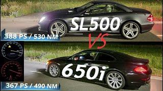 Mercedes SL 500 R230 vs BMW 650i E63 Acceleration 0-250 Km/h