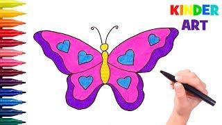 Как нарисовать бабочку поэтапно |  Видео для детей | How to draw a butterfly