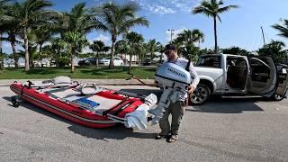 SEA TRIAL! Honda 5HP Outboard on Sea Eagle FastCat12