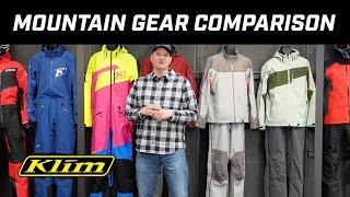 KLIM Mountain Gear | Product Comparison