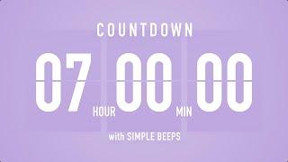 7 Hours Countdown Flip Clock Timer / Simple Beeps 🫐 