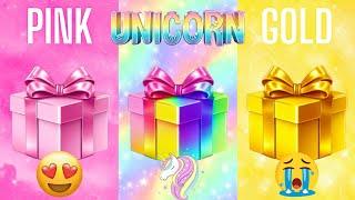 Choose your gift||3 gift box challenge||2 good & 1 bad||Pink, Unicorn & Gold #chooseyourbox #gift