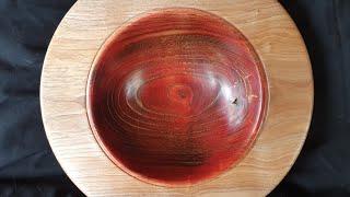 Woodturning Ash Bowl with Intrinsic colour and Gold Gilt Cream