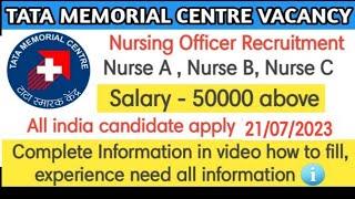 TMC Nursing Officers Recuirtment 2023 | all India candidates can apply #staffnurse #nursing #tmc