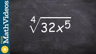 Using the prime factorization to take the fourth root an expression, fourth root(32x^5)