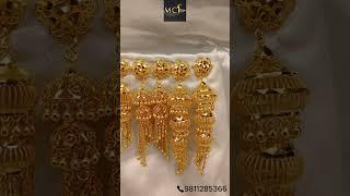 Pure Gold, Pure Elegance | 12g 22K Hallmarked Golden Jhumka | Mahesh Chand & Sons  #GoldenJhumka