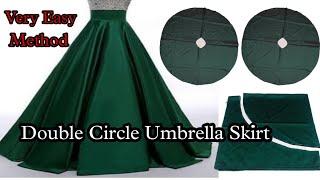 Umbrella skirt cutting and Stitching | Double circle skirt | Full Flare Umbrella Gown