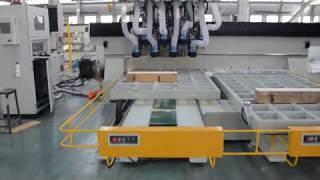 Heavy Duty Twin Tables CNC Router Center With 8 Heads ATC SYSTEM