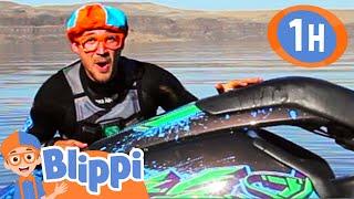 Blippi learns how to ride a JET SKI!!! | 1 HOUR OF BLIPPI TOYS!