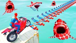 الأبطال الخارقين على القضبان دوامة قمع جسر - SPIDER-MAN!on Motorcycle in Spiral Bridge Stunt Ride