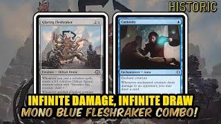 Infinite Damage With Mono Blue Fleshraker Combo! | Historic BO3 Ranked | MTG Arena