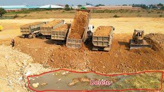 Wonderful 100% Complete Corner Using Powerful 25Ton Dump Trucks With Incredible Komatsu D58E Dozer