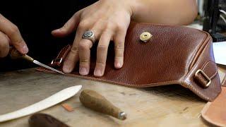 The process of making a cross bag with veggie leather