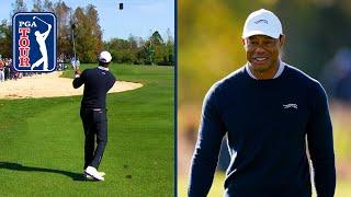 Tiger Woods throws a DART to set up birdie at PNC Championship | 2024