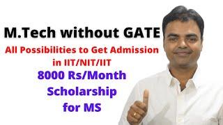 List of Best Colleges/Universities to Apply for M Tech without GATE score with Scholarship for MS