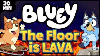 [20 MINS] Bluey - The Floor Is Lava | Brain Break | Freeze Dance | Jump Battle | Danny Go Noodle