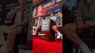 CANELO ALVAREZ & EDGAR BERLANGA HEATED VERBAL EXCHANGE IN FACE OFF! #shorts #boxing
