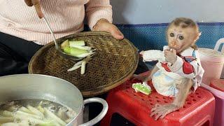 Awesome!! Baby DAM Very Enjoy Eating Food Himself While Mom Busy Working