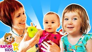 Kids play dolls on a playground. Learn good habits for kids. Funny kids & baby videos