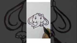 Elephant Cute Drawing/ Elephant Riding Parachute #art #imagination #drawing #shorts
