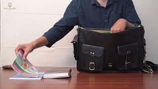 The Noir Black Leather Briefcase - The Real Leather Company