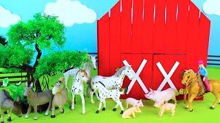 Pretend Play with Fun Farm Animal Figurines in a Barn