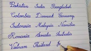 How to write Country Name in Cursive Writing | how to practice cursive writing