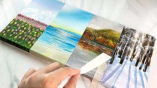 20 Minutes Relaxing 4 Seasons Landscape Painting / Acrylic Painting Tutorial