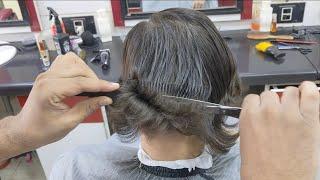 ASMR BARBER/ Curly Long Haircut With Scissors #alrayaanhairstudio