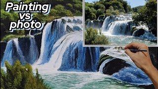 How To Paint Realistic Waterfalls Time Lapse |Realistic Painting Tutorial |Eps71