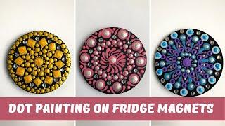 Dot Mandala painting on Mdf fridge magnets | Dot painting Step by step process for beginners.