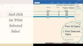 Tally Prime: Daybook Selected Sales Voucher Print