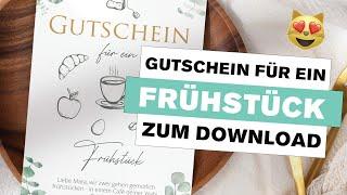 DEIN DIY GESCHENK  Gutschein Vorlage für ein Frühstück  Herzensprojekt