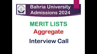 Bahria University Admissions 2024: Aggregate ,Expected Date Merit Lists & Seats across all campuses