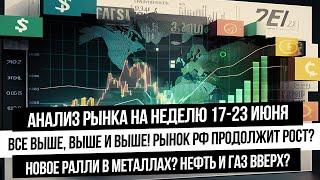 Анализ рынка на неделю 17-21 июня. Продолжится ли рост рынка РФ? Что с рублем? Нефть и газ! Золото!