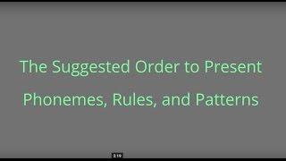 The Suggested Order to Present Phonemes, Rules, and Patterns