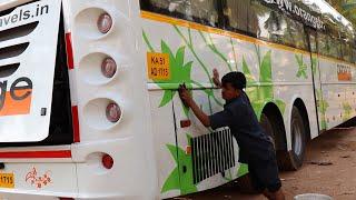 Washing & Cleaning Volvo B11R Celeste Sleeper Bus Orange Travels | SMK Prakash | Rishabh Chatterjee