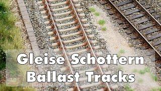 Modelleisenbahn: Gleise einschottern, neue Betonschwellen I Tutorial [ENG SUB]