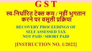 GST - Guidelines on Recovery Proceedings for Self Assessed Tax Not-Paid / Short Paid