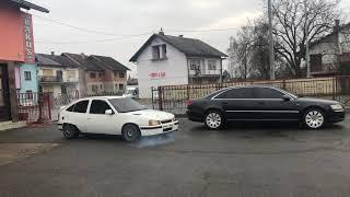 Opel Kadett GSi c20xe burnout semi slick tyres