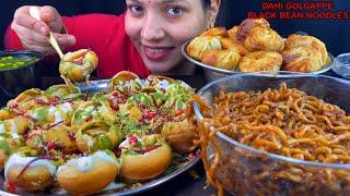 Eating SPICIEST  Korean Black Bean Noodles, Fried Momo, Dahi Golgappe | Indian Street Food Mukbang