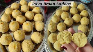 Without Sugar Syrup Instant Rava Besan Ladoos Recipe #diwali