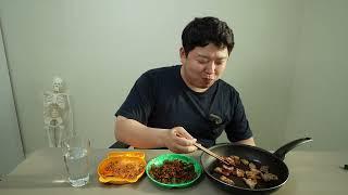  운동 3일차 짜파게티 더블랙 비빔면 삼겹살 먹방 리뷰 혼밥 korean noodles samgyupsal mukbang eating show