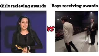 Girls recieving awards VS Boys receiving awards  || MG edits || #girlsvsboysmemes