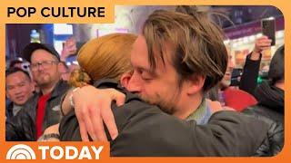 Sarah Snook and Kieran Culkin reunite outside New York theater