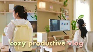 Cozy Productive Vlog | Working at Aesthetic Cafe, New Pergola, Pickleball, Desk Setup Giveaway ️