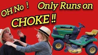 Fixing A John Deere La105 Riding Mower That Runs Only On Choke - Applicable To Any Lawn Mower