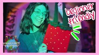 Best Beginner Crochet Tote Bag Tutorial | Strawberry Tote | Beginner Friendly